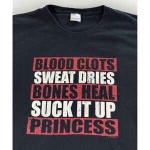 SUCK IT UP PRINCESS T Shirt Women's Size XL‎ Black Graphic Print